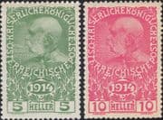Austria 1914 Emperor Franz Josef I/ War Charity Fund/ Royalty/ Military 2v set (at2200f)