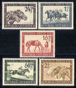 Austria 1946 Horses / Racing / Sport / Animals 5v set n29835