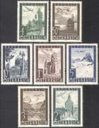 Austria 1947 Air Mail/ Windmill/ Church/ Castles/ Planes/ Aircraft/ Aviation/ Architecture/ Buildings/ Mountains 7v set (n42222)