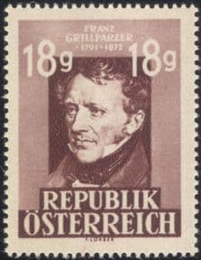 Austria 1947 Franz Grillparzer/ Poet/ Literature/ Writers/ Authors/ People 1v (at1099a)