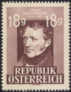 Austria 1947 Franz Grillparzer/ Poet/ Literature/ Writers/ Authors/ People 1v (at1099a)