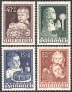 Austria 1949 Children's Welfare Fund/ Health/ Rabbit/ Cake/ Candle 4v set (n42228)