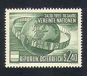 Austria 1955 United Nations 10th / Flags / Globe / Peace 1v (n33744)
