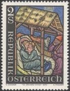 Austria 1973 Christmas/ Greetings/ Nativity/ Cattle/ Donkey/ Stable/ Stained Glass/ Art/ Animals 1v (at1029a)