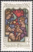 Austria 1980 Christmas/ Greetings/ Nativity/ Magi/ Stained Glass Window/ Art 1v (at1036a)