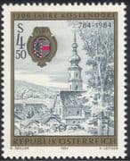 Austria 1984 Kostendorf/ Church/ Clock Tower/ Town Buildings/ History/ Heritage 1v (at1005a)