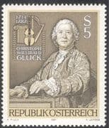 Austria 1987 Gluck/ Composers/ Music/ Musical Instruments/ Entertainment/ People/ Arts 1v (n43058)
