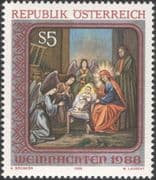 Austria 1988 Christmas/ Greetings/ Nativity/ Paintings/ Painters/ Art 1v (at1039a)