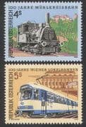 Austria 1988 Trains / Steam Engine / Tram / Rail / Railways / Transport 2v set (n24163)