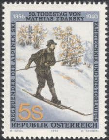 Austria 1990 Mathias Zdarsky/ Alpine Skiing/ Ski/ Winter Sports/ People 1v (at1086a)
