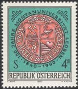 Austria 1990 Mining University/ Seal/ Coal/ Tools/ Lamp/ Minerals/ School 1v at1096a