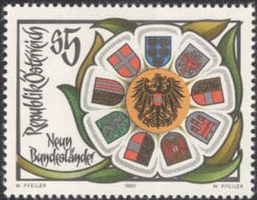 Austria 1990 State Coat-of-Arms/ Shields/ Heraldry/ Eagles/ Lions/ Birds 1v (at1093a)