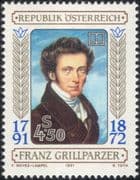 Austria 1991 Franz Grillparzer/ Poet/ Dramatist/ Literature/ Writers/ Authors/ People 1v (at1125a)
