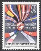 Austria 1992 Alpine Protection / Alps / Mountains / National Flags 1v (n40732)