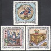 Austria 1992 Craft / Customs / People / Chest / Shooting Target / Art / Painting 3v (n38057)