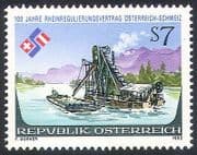 Austria 1992 River Rhine / Treaty / Boats / Dredger / Transport / Commerce 1v (n40782)