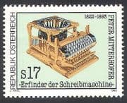 Austria 1993 Peter Mitterhofer / Typewriter / Inventors / Inventions 1v (n40633)