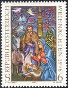 Austria 1996 Christmas/ Greetings/ Nativity/ Cattle/ Donkey/ Clock Tower 1v (n44313)