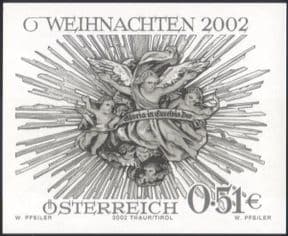 Austria 2002 Christmas/Greetings/Crib Aureole   1v Black only, imperforate (at1141)