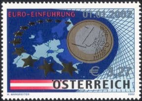 Austria 2002 Euro Currency/ Coins/ Money/ Commerce/ Business/ Maps 1v reverse printed (at1138)