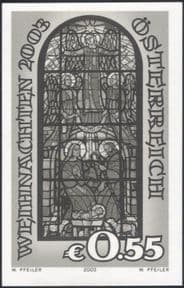 Austria 2003 Christmas/ Greetings/ Nativity/ Angels/ Stained Glass/ Art 1v imperf Black only (at1153)