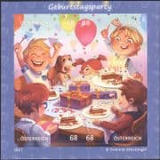 Austria 2017 Birthday Party/ Dog/ Balloons/ Cake/ Presents/ Cartoon/ Animation 4v m/s s/a (at1046r)