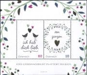 Austria 2019 Greetings/ Hearts/ Love/ Birds/ Heart/ Gold Foil Stamped 2v m/s (at1046w)