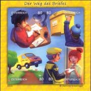 Austria 2019 Postman/ Letters/ Writing/ Post Van/ Stamp Day/ Animation 4v m/s s/a (at1046s)