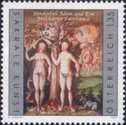 Austria 2021 Religious Art/ Adam/ Eve/ Paintings/ Artists/ Church/ People/ Naked/ Nude 1v (at1229a)