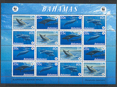 Bahamas 2007 Whales / WWF 16v sheet (n17636)
