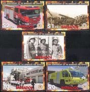 Barbados 2005 Fire Engines/ Emergency Vehicles/ Firemen/ Rescue/ Transport 5v set (n15034)