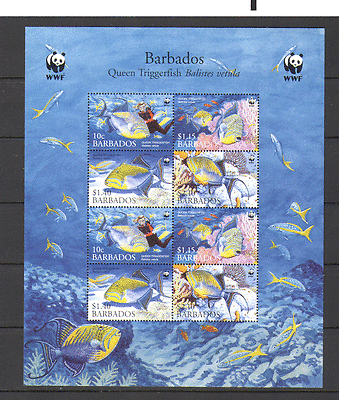 Barbados 2006 WW/Triggerfish /Diver /Fish /Marine / Diving 8v shtlt n15240