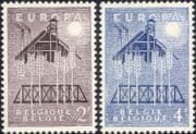 Belgium 1957 Europa/ fCoal Mine/ Mining/ Wheat/ Agriculture/ Bridge 2v set (n46162)
