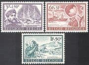 Belgium 1966 Antarctic / Ships / Dogs / Balloon 3v set n25862