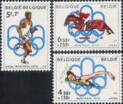 Belgium 1976 Olympic Games/ Sports/ Horse Jumping/ Swimming/ Running/ Olympics 3v set (n46450)
