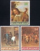 Belgium 1990 David Teniers/ Artist/ Art/ Painter/ Paintings/ People 3v set (be1011)