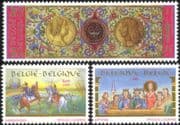 Belgium 1993 History/ Horses/ Battle/ Military/ Royalty/ Council/ Tapestry/ Art 3v set (n45036)