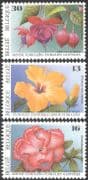 Belgium 1995 Azalea/ Fuchsia/ Hibiscus/ Flowers/ Plants/ Nature/ Ghent Flower Show 3v set (n32041)