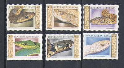 Benin 1999 Snakes / Reptiles / Wildlife 6v set (n13871)