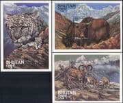 Bhutan 1984 Snow Leopard/ Blue Sheep/ Yak/ Cattle/ Wild Cats/ Endangered Animals 3 x 1v m/s s3470b
