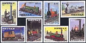 Bhutan 1984  Steam Engines/ Locomotives/ Trains/ Rail/ Railways  8v set  (s703h)