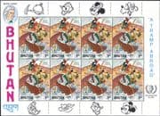 Bhutan 1985 Mark Twain/ Disney/ Mickey/ Goofy/ Raft/ Cartoons/ Animation/ Stories 8 x 1v sht b437t