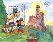 Bhutan 1986 Mark Twain/ Disney/ Mickey/ Goofy/ Donald/ Castle/ Cartoons/ StampEx 1v m/s (n26682b)