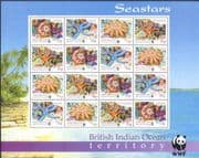 BIOT 2001 WWF/ Starfish/ Sea Stars/Seastars/ Marine/ Animals/ Conservation/ Coral/ Environment 16v sht (b2895)
