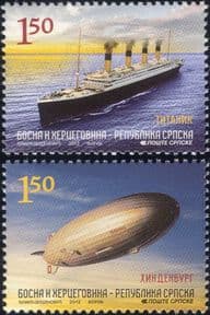 Bosnia & Herzegovina 2012 Titanic/ Ships/ Boats/ Zeppelin/ Airship/ Transport 2v set (bhs1011)