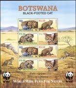 Botswana 2005 WWF/ Black Footed Cat/ Cats/ Animals/ Nature/ Wildlife/ Conservation 8v sht (n15041)