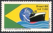 Brazil 1958 Ships/ Boats/ Merchant Navy/ Commerce/ Trade/ Transport/ Flags 1v (n42153)