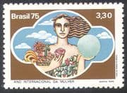 Brazil 1975 International Women's Year/ IWY/ Woman/ Flowers/ Globe 1v (n41707)