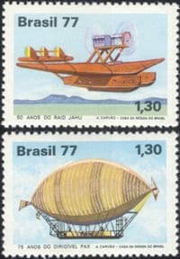 Brazil 1977 Plane/ Aircraft/ Airship/ Balloon/ Aviation/ Transport 2v set (n25309)