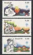 Brazil 1981 Scouts/ Scouting/ Camp/  Fire/ Jamboree  /  Leisure  /  Youth  /  People 3v (n36346)